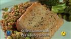 Grilled Salmon with Pea and Barley Risotto