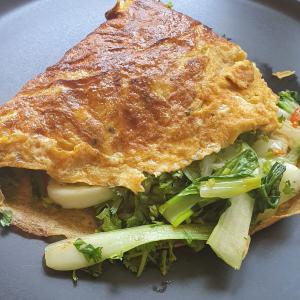 Chinese Omelette with Asian greens