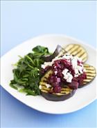Chargrilled Eggplant, English spinach and Goats Feta with Beetroot Relish